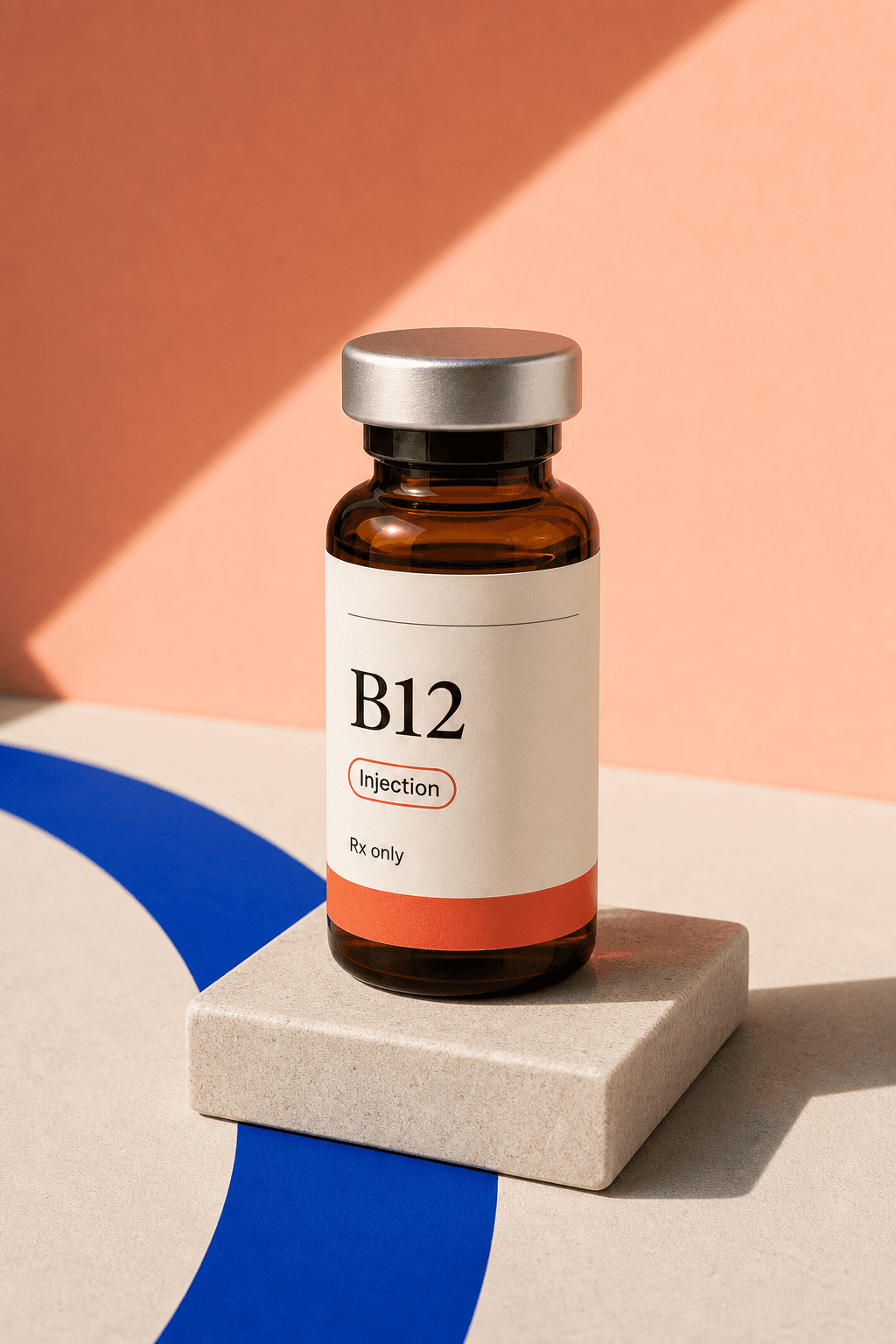 Unbranded illustrative B12 vial.