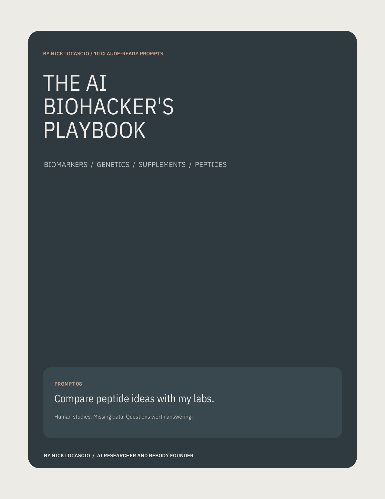Cover of The AI Biohacker's Playbook by Nick Locascio