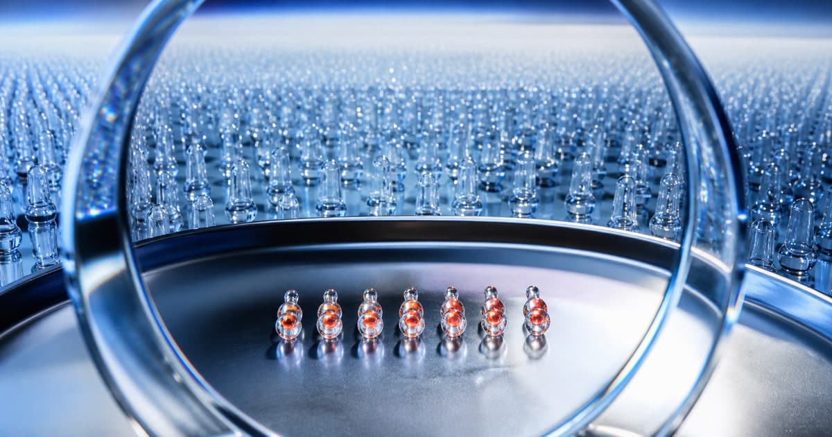 A vast field of glass ampoules representing 16 million BPC-157 doses discussed at PCAC