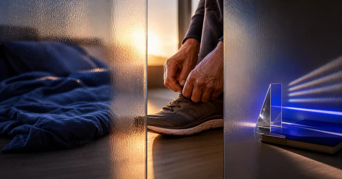 Indigo linen, older running hands, and focused prism light for the PCAC Day 2 preview