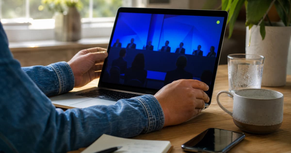 Viewer watching the July 24 PCAC peptide meeting live stream on a laptop