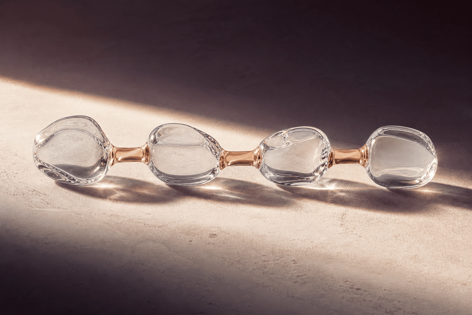 Exactly four connected glass units representing Epitalon's sequence.