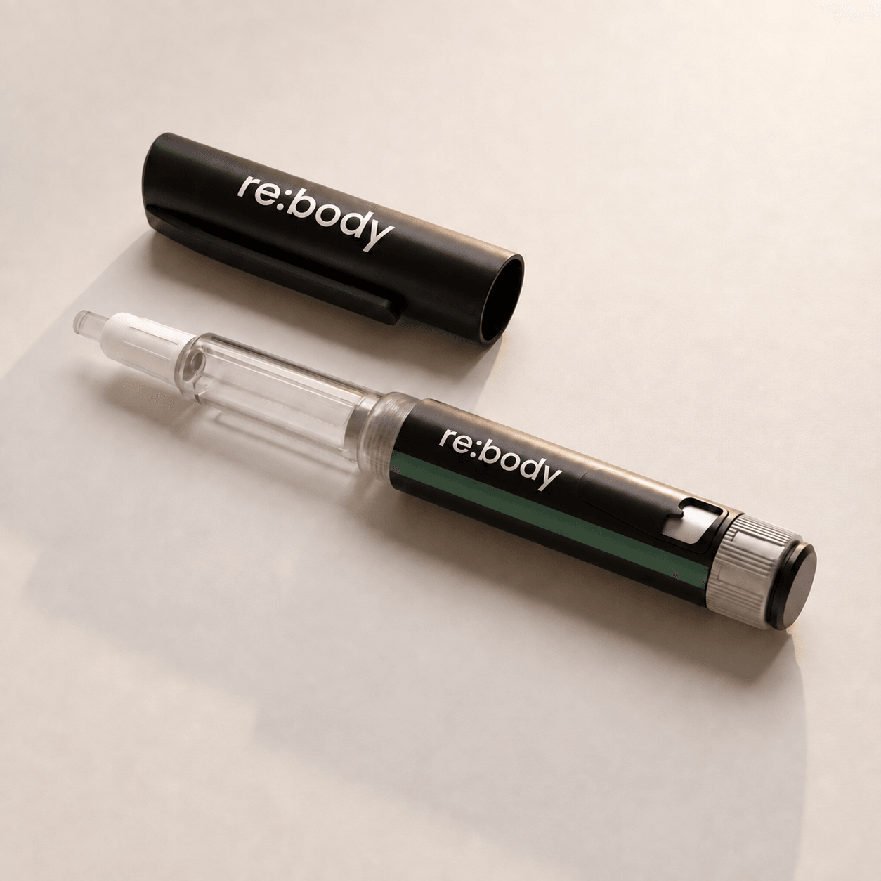 Rebody reusable injection pen concept with a visible medicine cartridge.