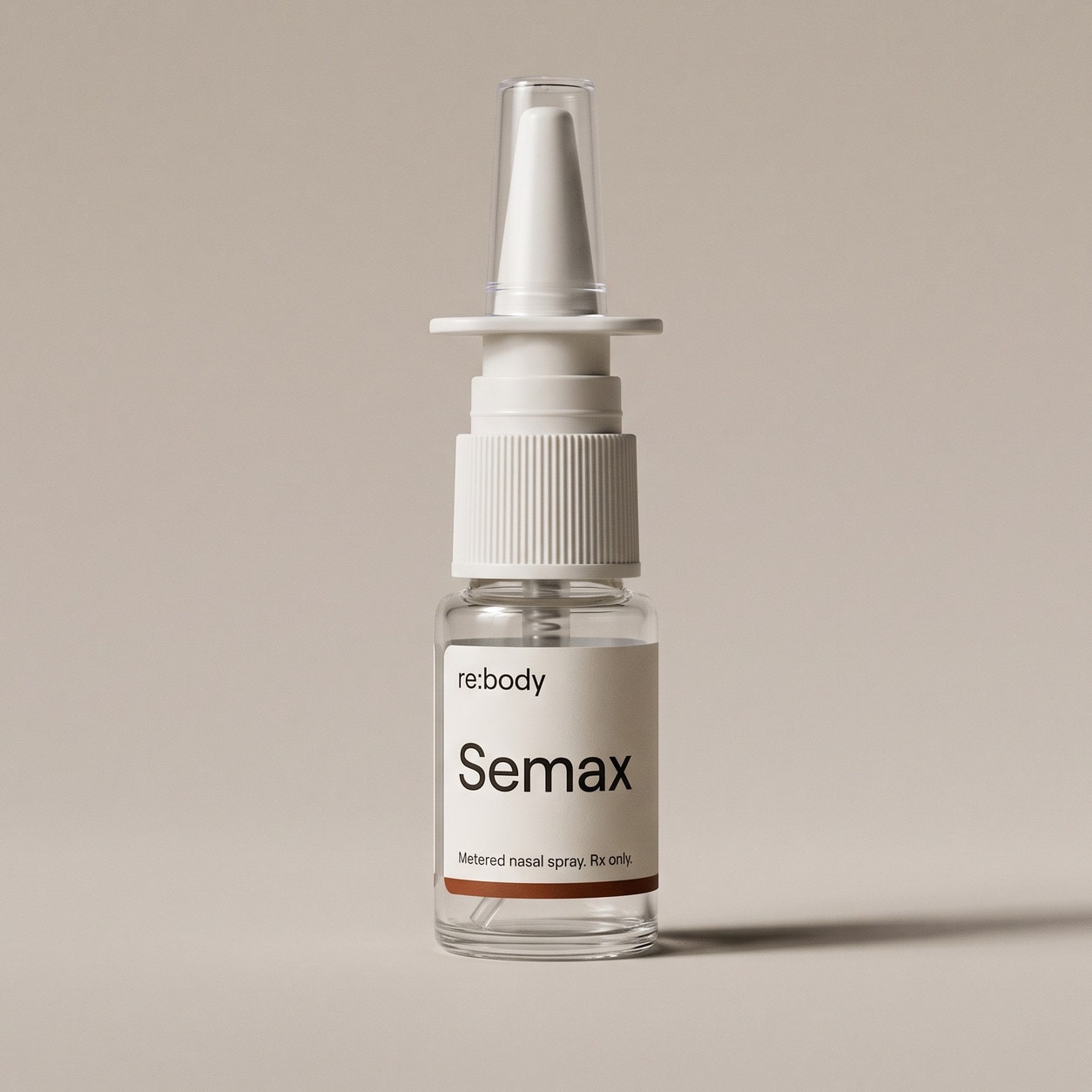 Semax nasal spray bottle on white.