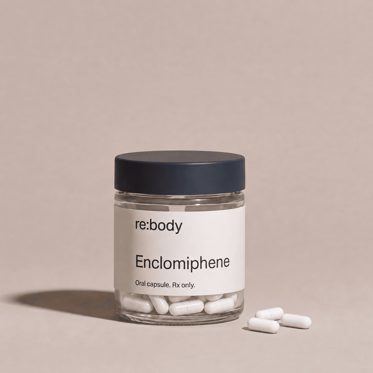 Rebody enclomiphene oral capsule jar.