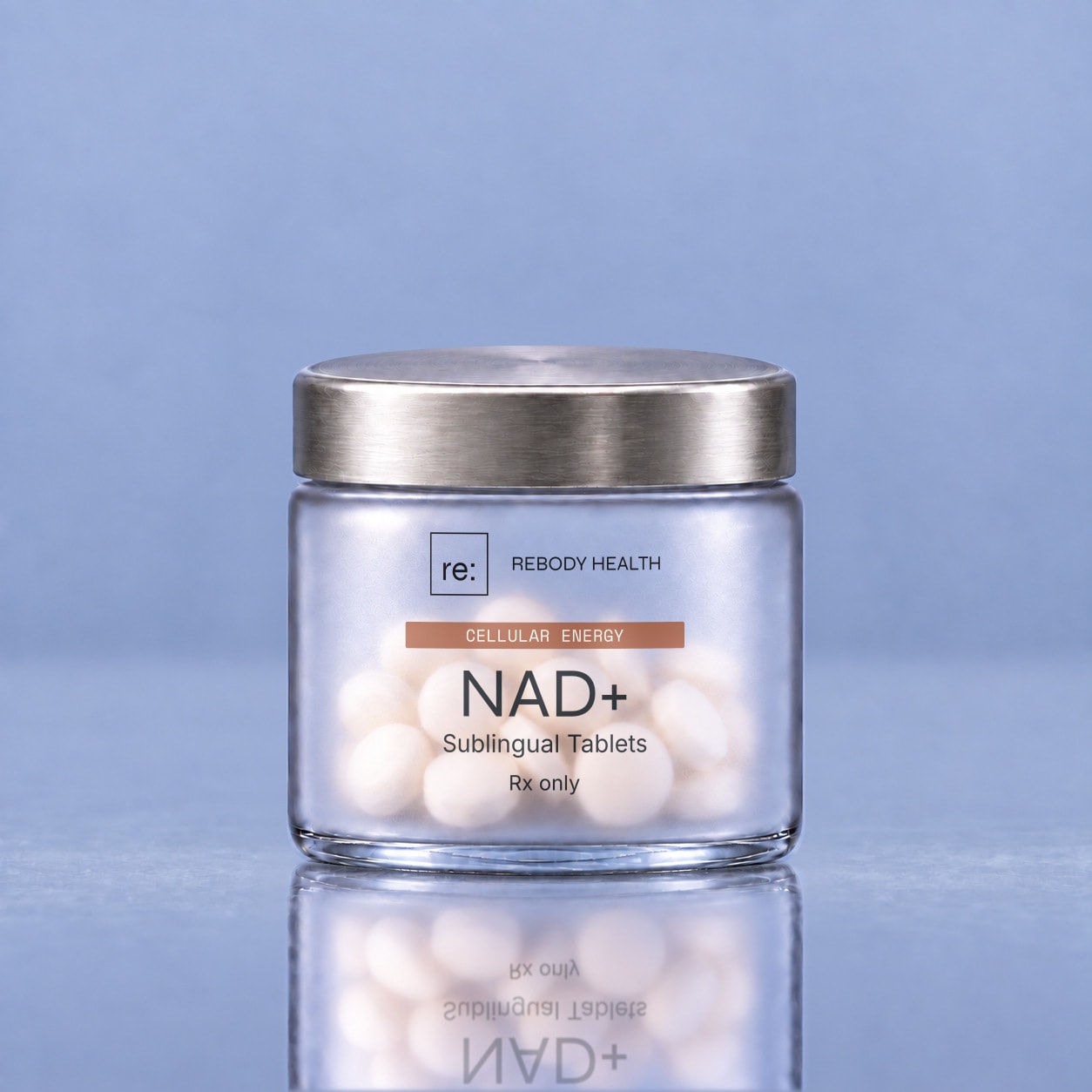 Rebody NAD+ sublingual tablet bottle.