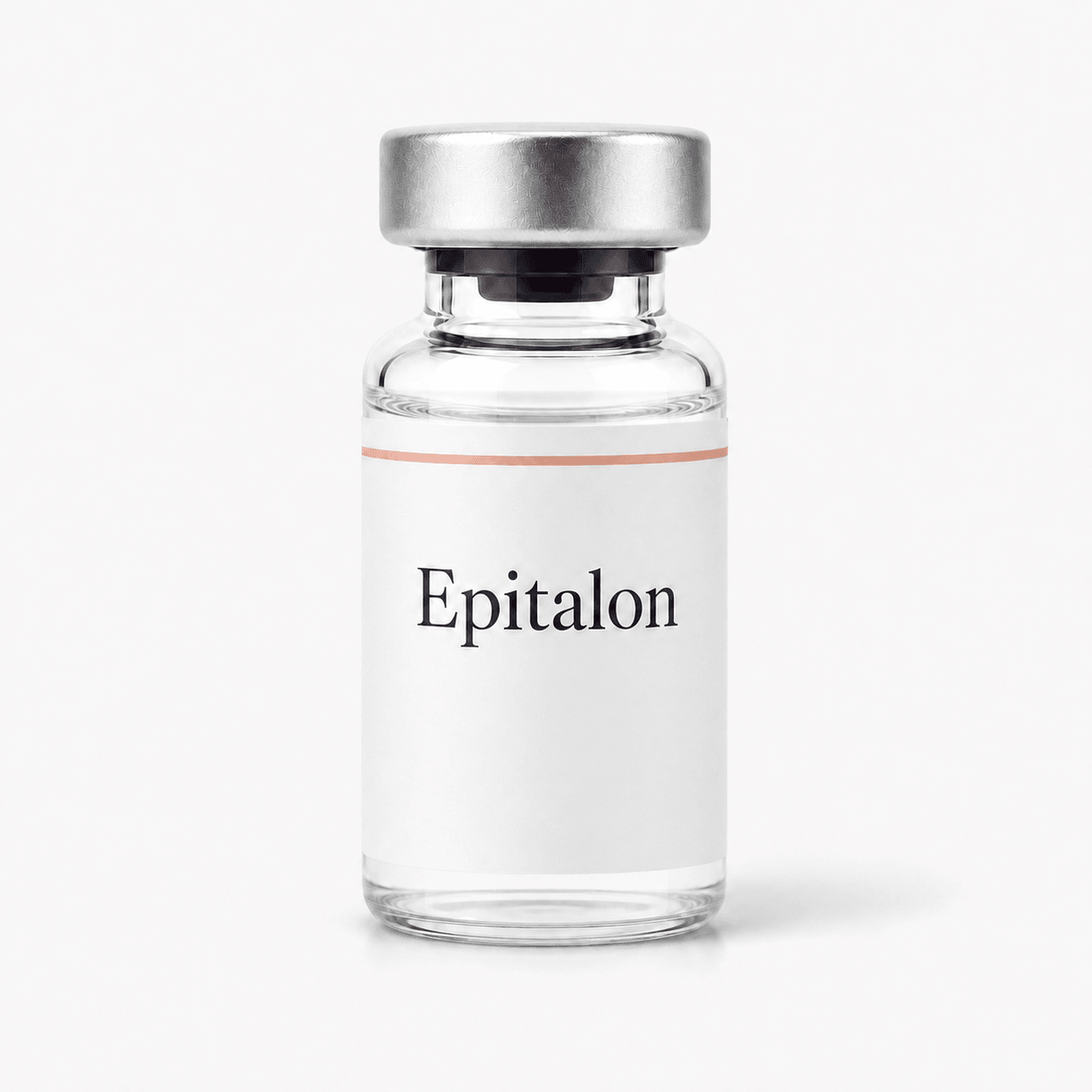 Epitalon injection vial on white.