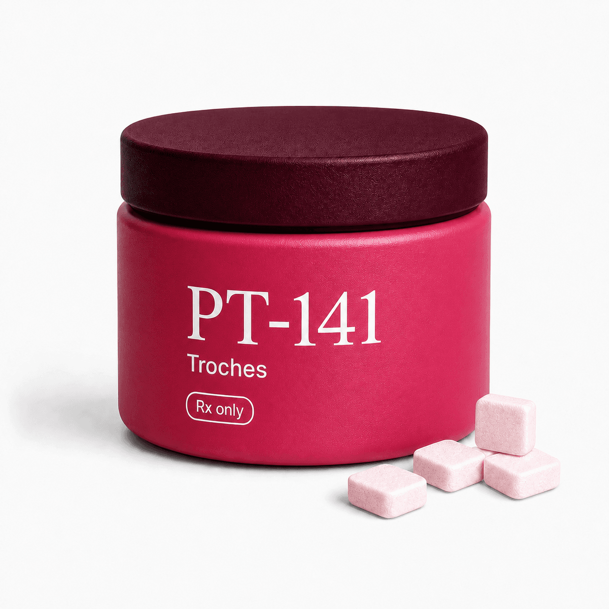 Rebody PT-141 mini troche jar on a clean background