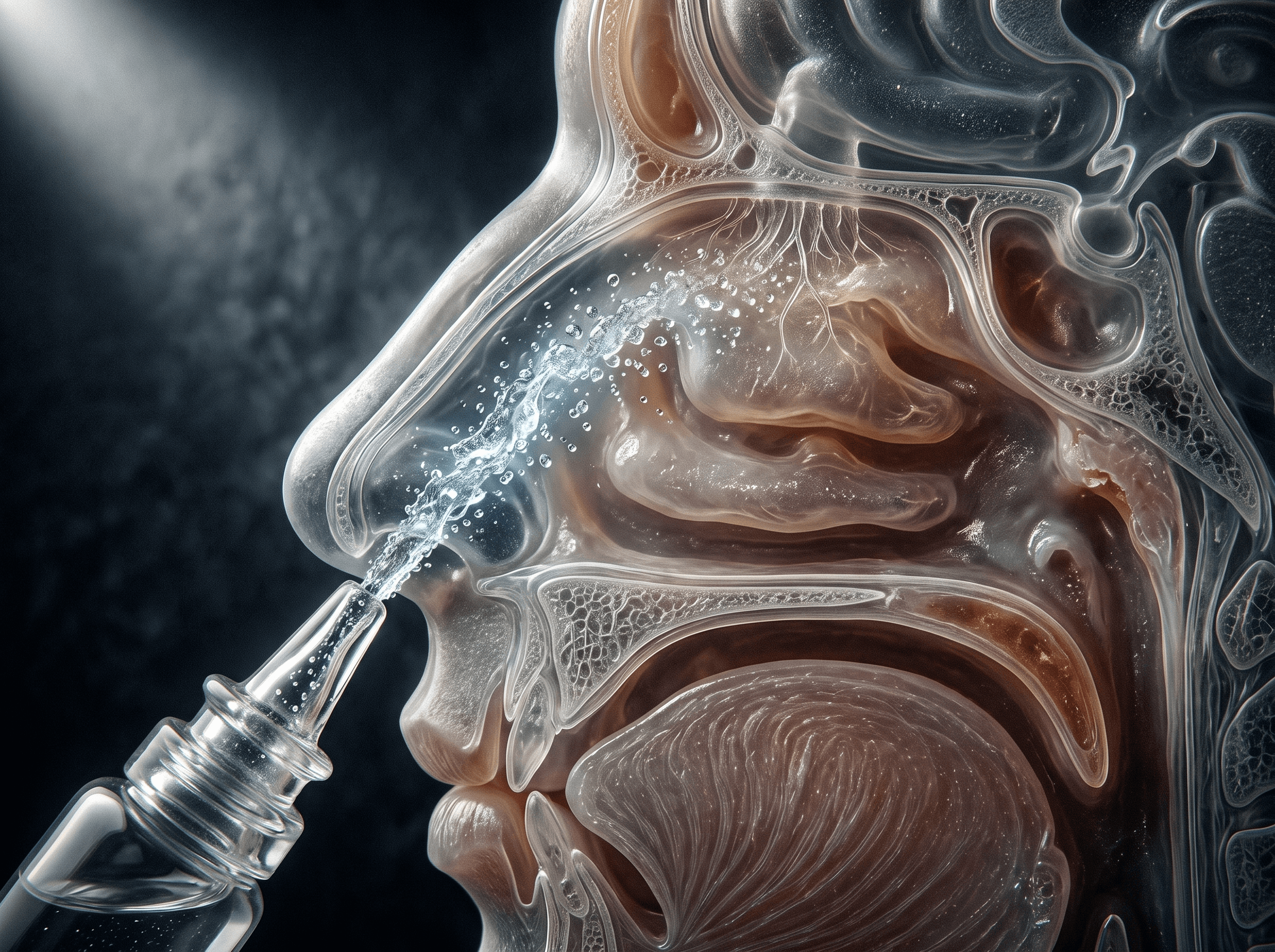 Daytime and Nighttime Peptide Nasal Sprays shown as a Rebody editorial still life
