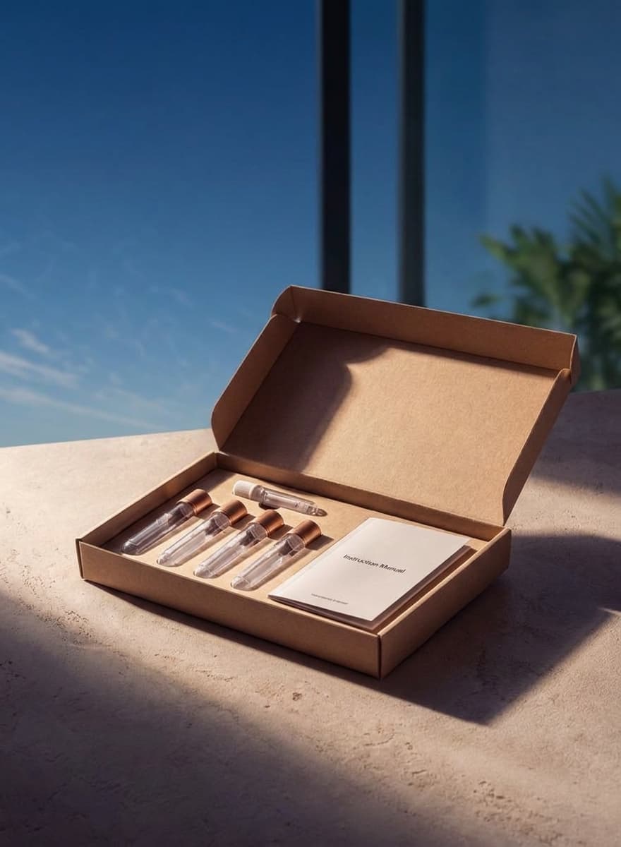 At-home hormone testing kit before a telehealth consultation
